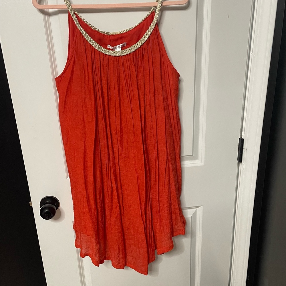 Elegant Orange Sleeveless Women's Tunic